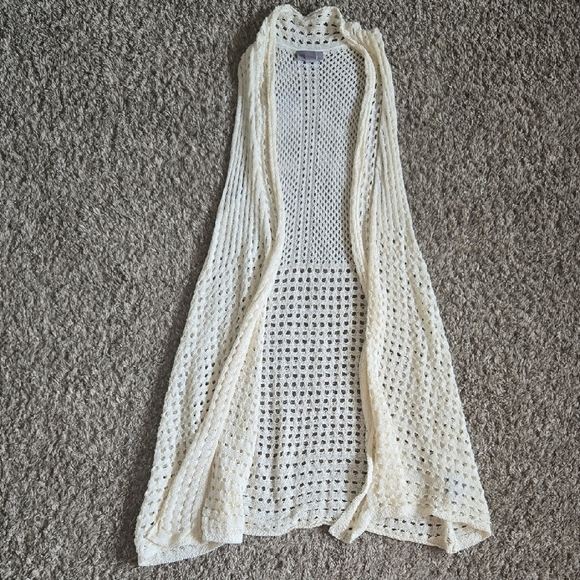 JANA Cream Open-Knit Vest Cardigan Womens Medium - Picture 1 of 6